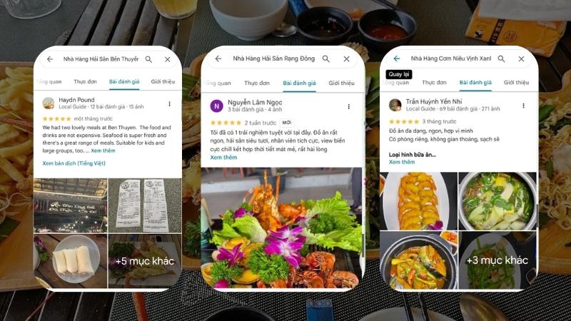 Những đánh giá chân thực của khách hàng trên Google Maps